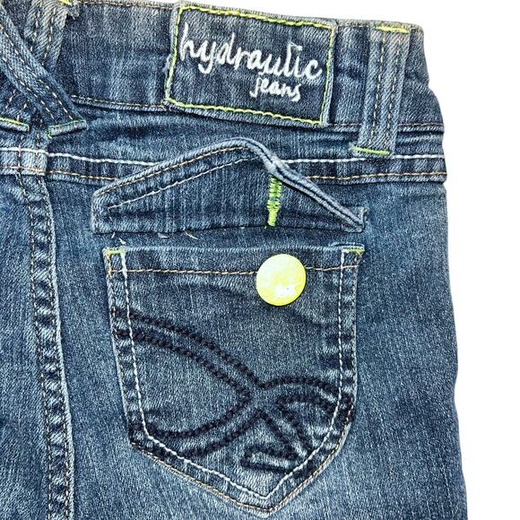Hydraulic Girls Denim Blue Jean Shorts Shorty Short Stretch Paint Splatter Sz 8 - Picture 5 of 9